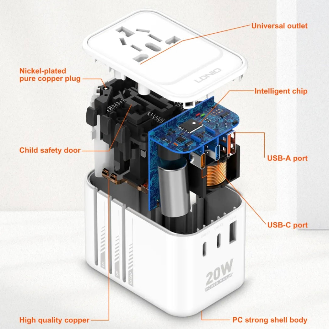 i1251 PD20W+QC18W Universal Travel All-In-One Adapter.