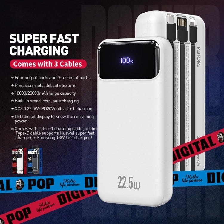 WP-22 POP Digital Cable Super Fast 20000mAh Powerbank