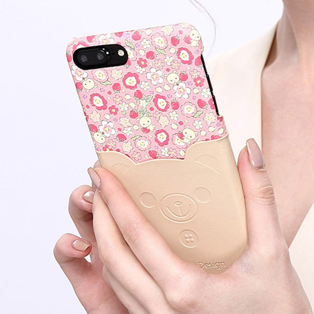 i764 Pink Floral Stylish Coated Leather Case Series for iPhone 7 / 7 Plus - i-s-mart.com | No.1 Branded Online Shop in Cambodia