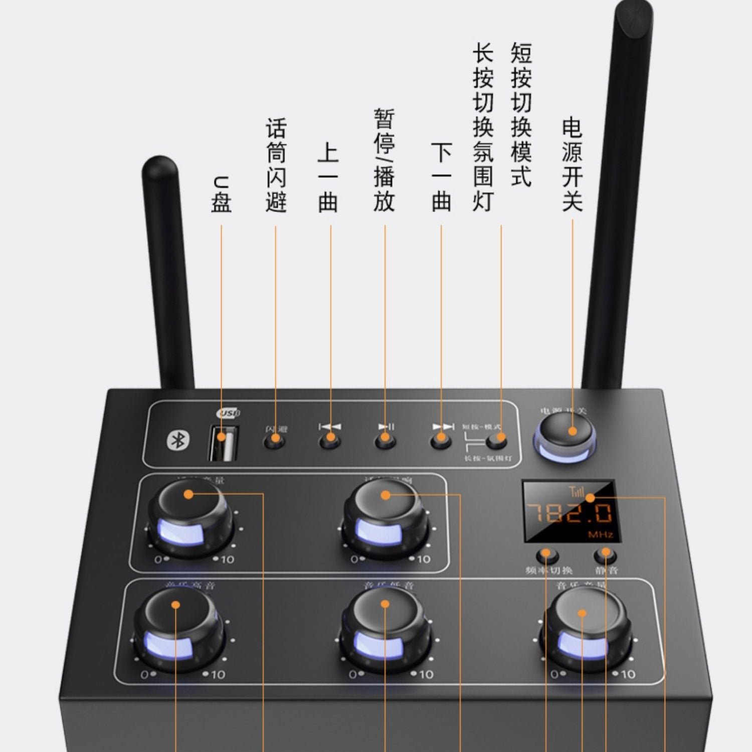 i1153 Bluetooth with two Wireless Microphone Karaoke Speaker