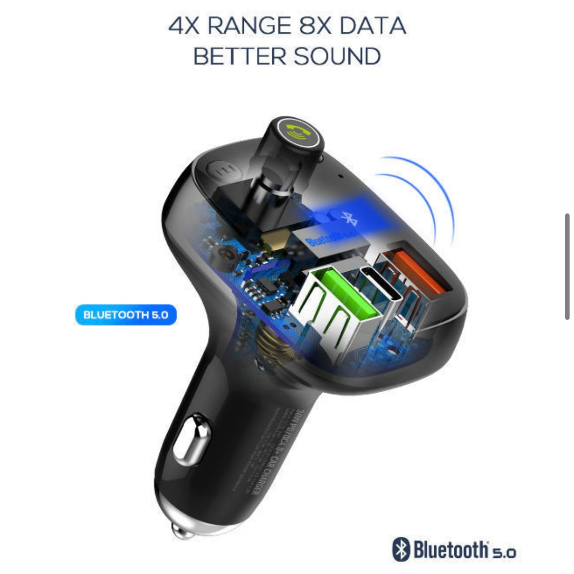 i1193 LDNIO Bluetooth FM Transmitter Triple USB-C to Lighting Charger