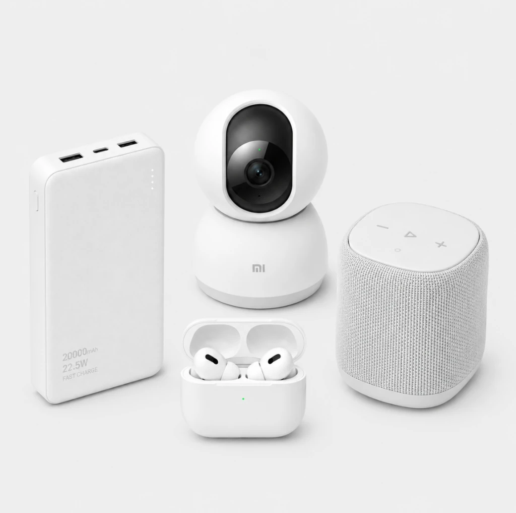 Power bank, smart camera, wireless earbuds and speaker