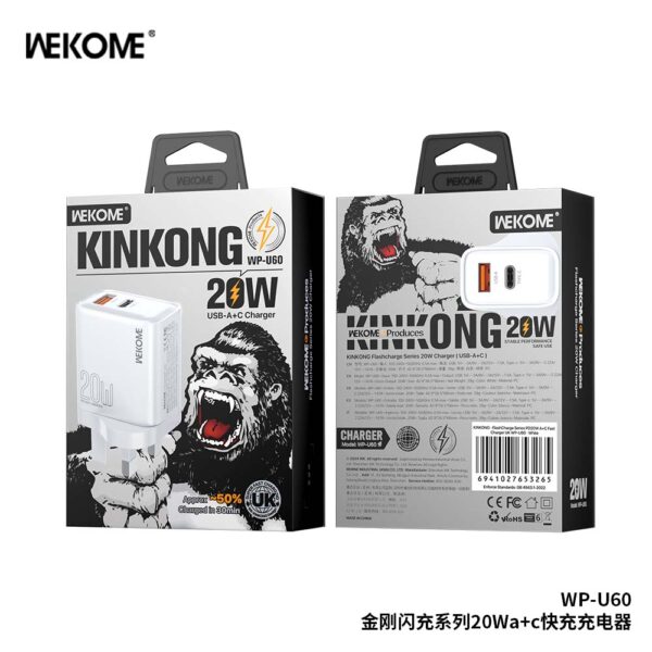44BF5BB0-DEBC-4E3D-84B5-9C4DC81E50A8.jpg WP-U60 Kinkong Flash
Charge Series 20W A+C Fast Charger