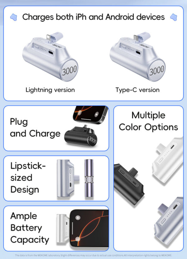 WP-07 Pocket Power Bank Lightning/Type-C Version (3000mAh)