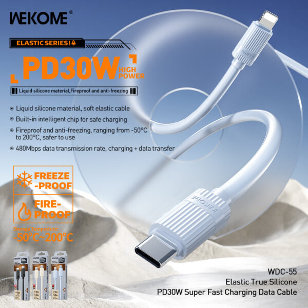 WDC-55 Elastic True Silicone PD 30W Fast Charging Data Cable