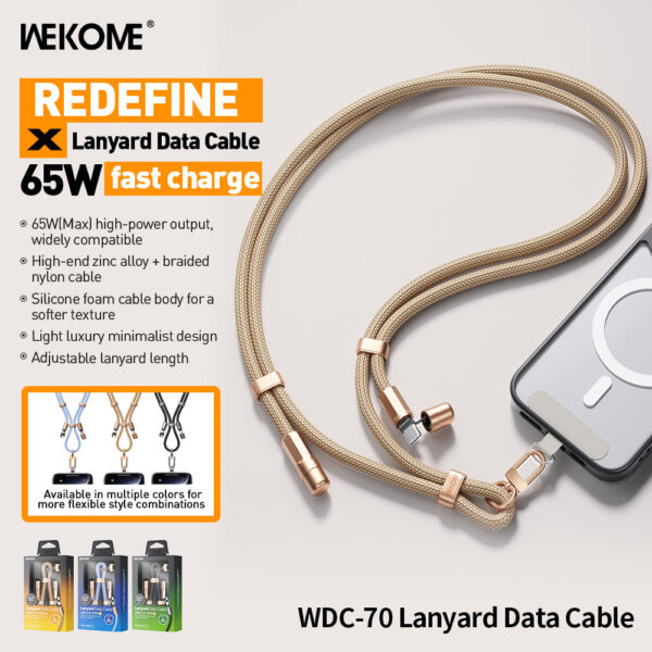 D2350EAA-1D02-40BA-A37F-C124638B6669.jpg WDC-70 Premium 65W Fast Charging USB-C Lanyard Cable - 1.6M Braided Nylon