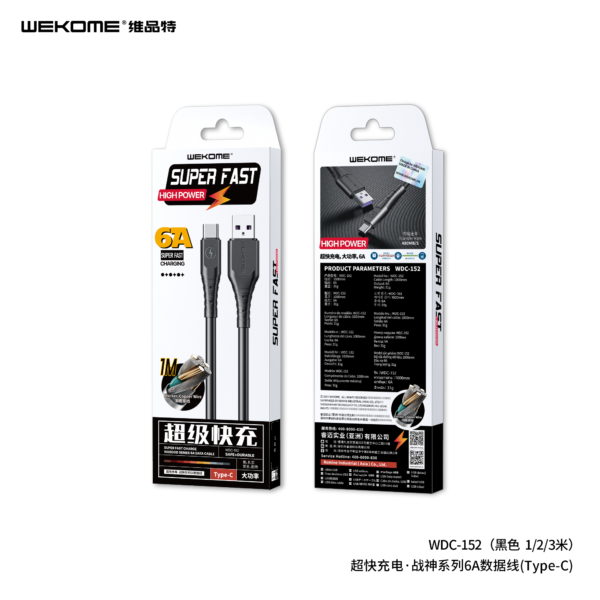 WDC-152 Super Fast Charge Wargod Series 6A Data Cable 3m
