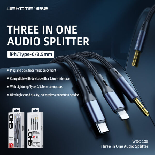 WDC-135 SHQ Series 3in1 Audio Cable