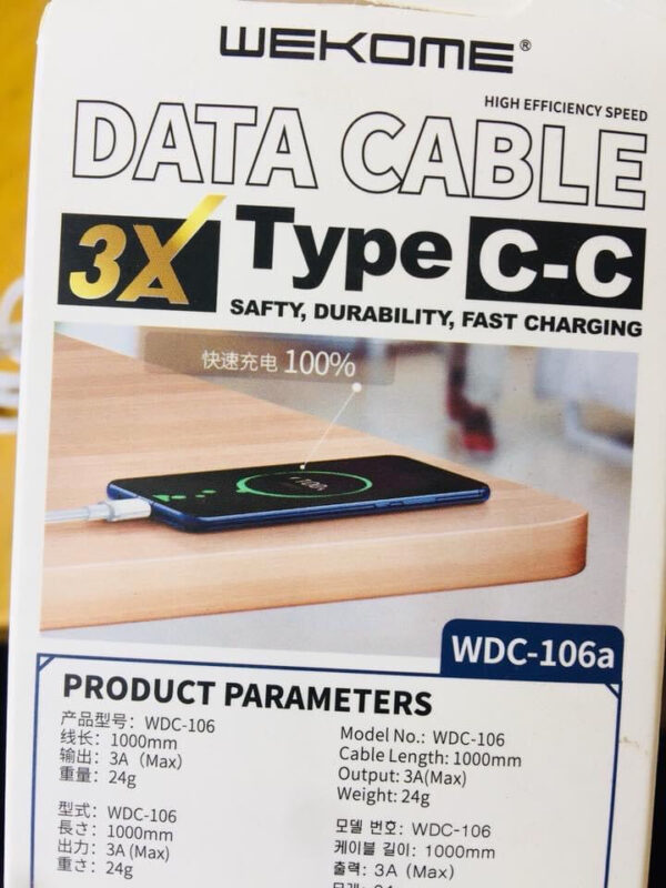 WDC-106a Fast Charging Tpye-C to Tpye-C Data Cable